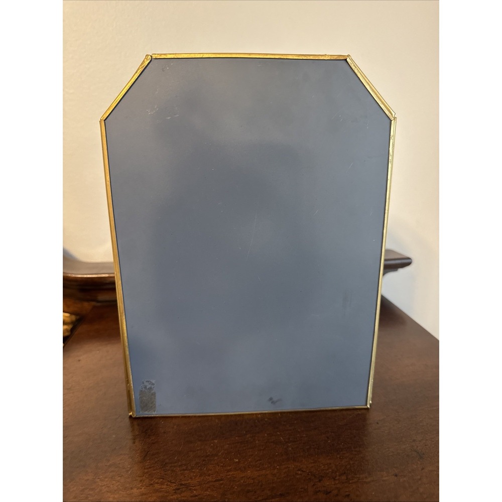 10" Vintage Mirrored Glass Brass Curio Cabinet Display Case Shelf ** Crack** - Picture 7 of 11